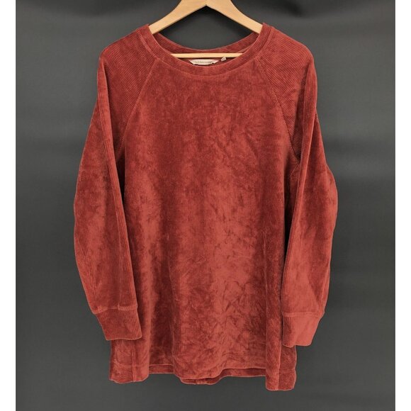 Soft Surroundings Tops - Soft Surroundings Caroline Corduroy Velour Button-Back Pullover M Burnt Orange